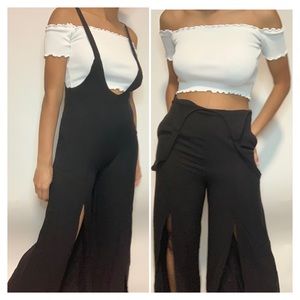 Very J Black Suspender Jumpsuit